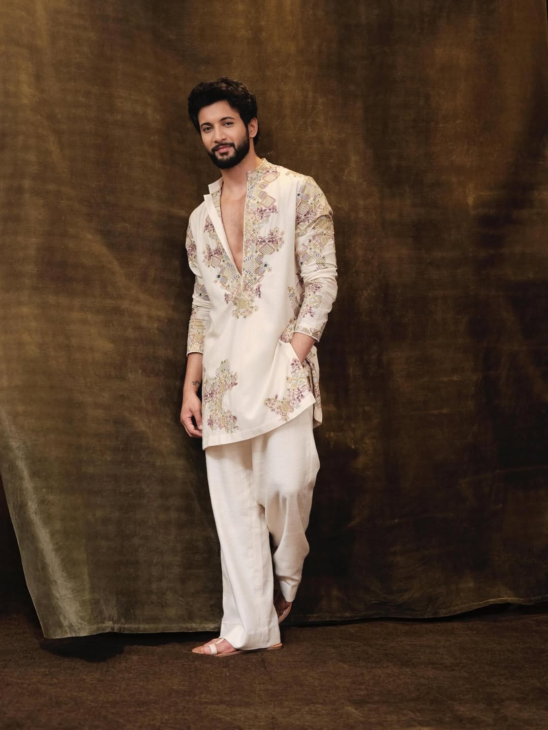 Ivory Embroidered Kurta Pant Set