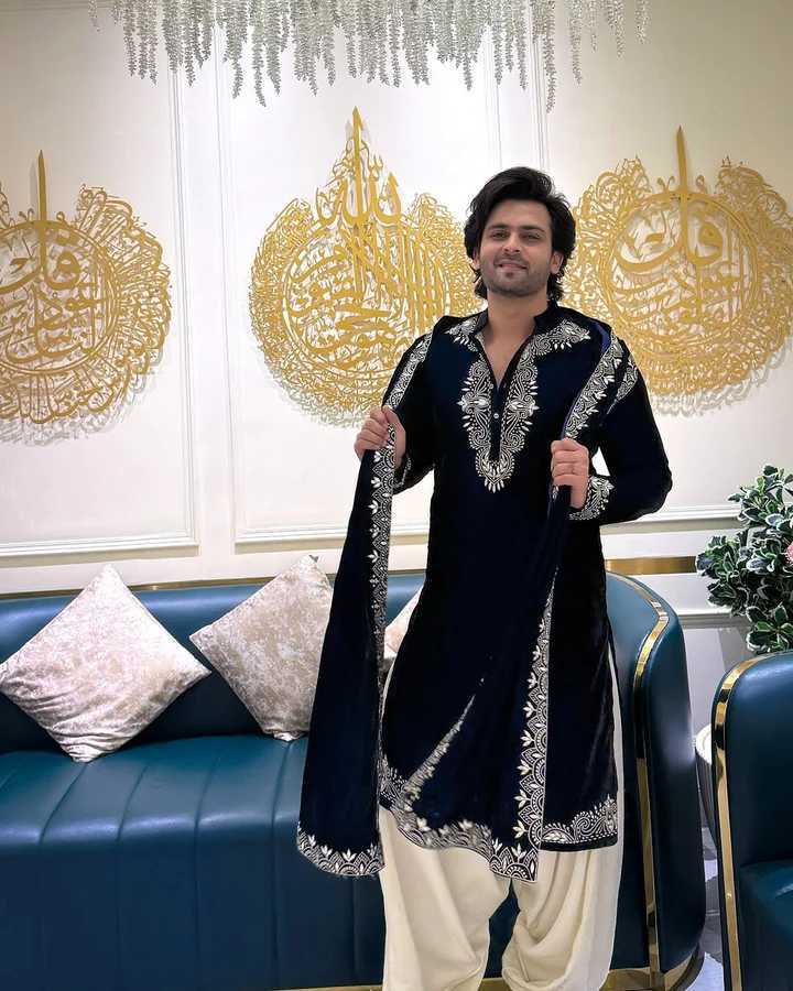 Regal Black Silk Embroidered Kurta Pajama with Dupatta Set