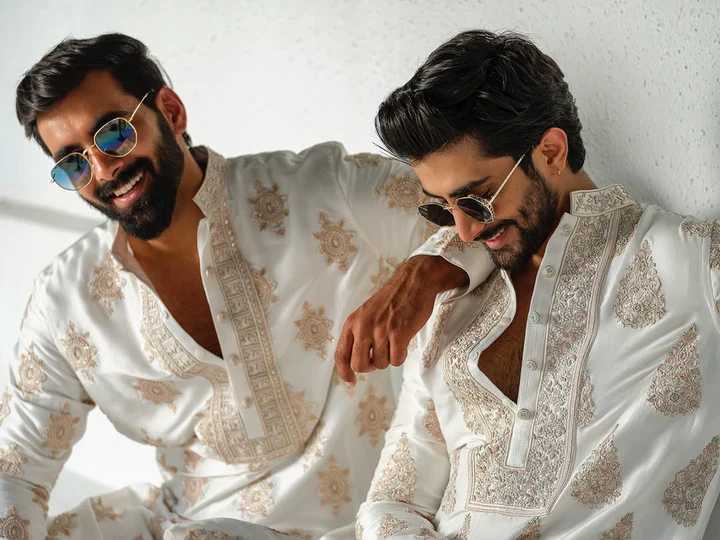 White Silk-Blend Embroidered Kurta Pant Set
