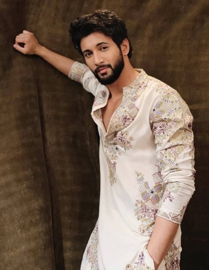 Ivory Embroidered Kurta Pant Set