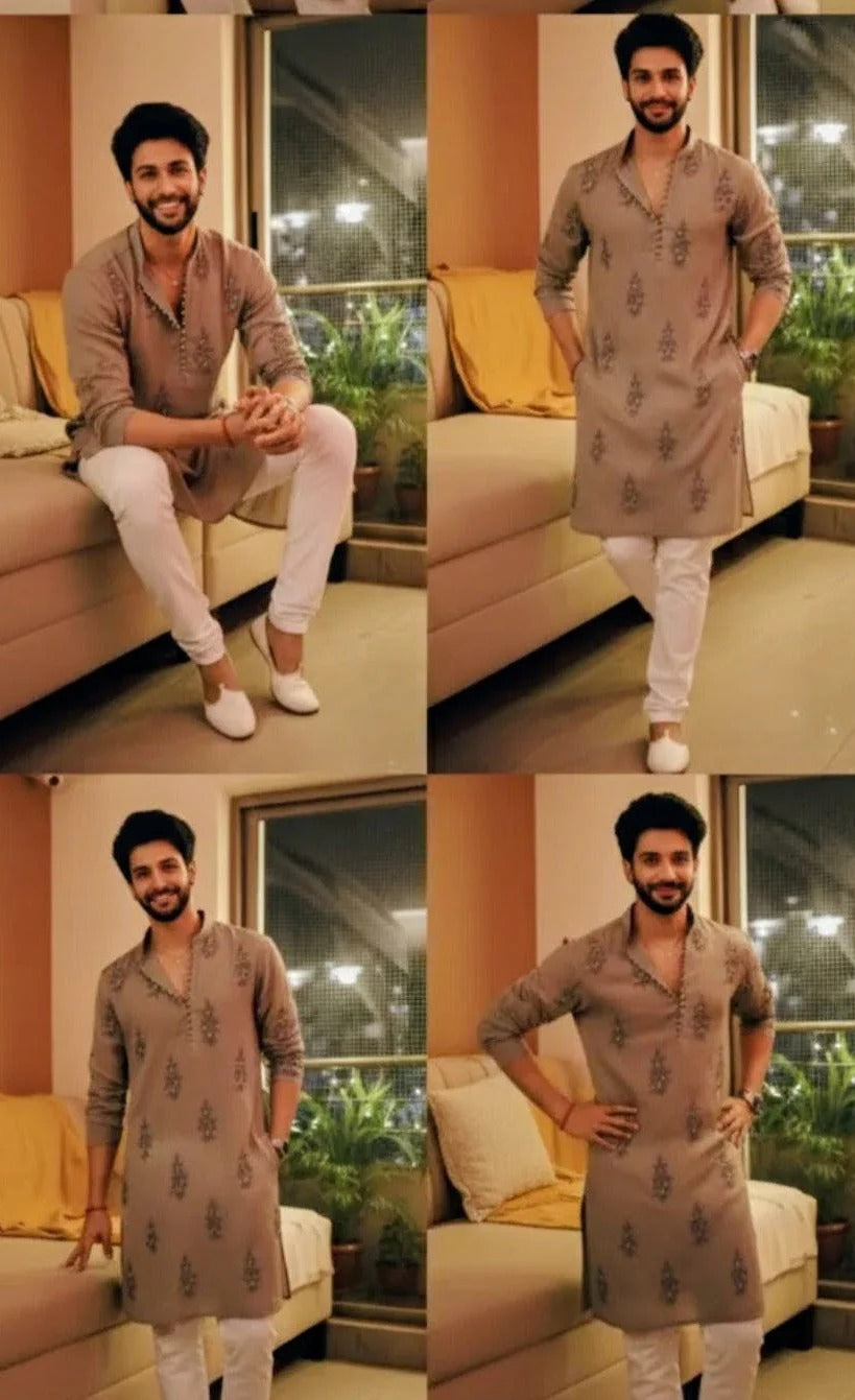 Moss Green Chanderi Handloom Paisley Kurta Set