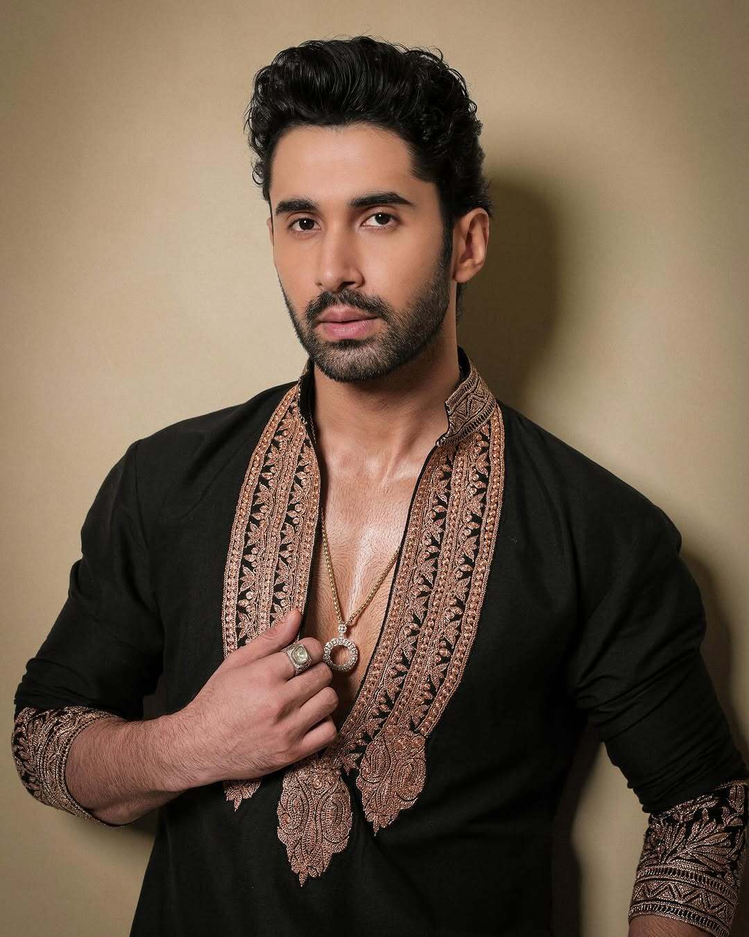 Black & Gold Tilla Placket Kurta Pant Set