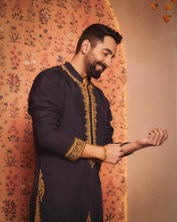 Ayushmann Inspired Black Embroidered Kurta Pant with Dupatta