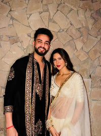 Elvish Yadav Inspired Black Armani Embroidered Kurta Pant with Dupatta