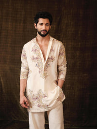 Rohit Saraf Inspired Ivory Embroidered Kurta Pant Set