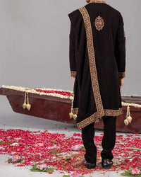 Elvish Yadav Inspired Black Armani Embroidered Kurta Pant with Dupatta
