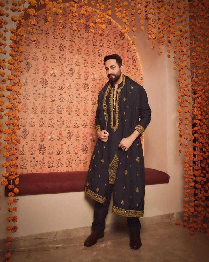 Ayushmann Inspired Black Embroidered Kurta Pant with Dupatta