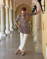 GREY ELEPHANT IRONSIDE KURTA SET WITH EMBROIDERY