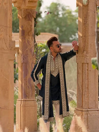 Navy Blue Kurta Pant with Matching Dupatta Set