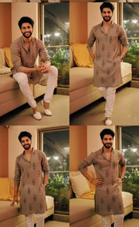 Moss Green Chanderi Handloom Paisley Kurta Set