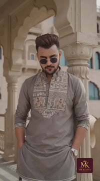 GREY ELEPHANT IRONSIDE KURTA SET WITH EMBROIDERY