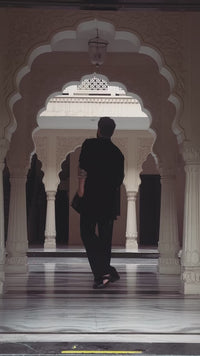 Black Armani Viscose Embroidered Kurta Set