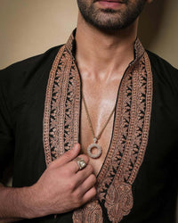 Black & Gold Tilla Placket Kurta Pant Set (Manish Malhotra Inspired)